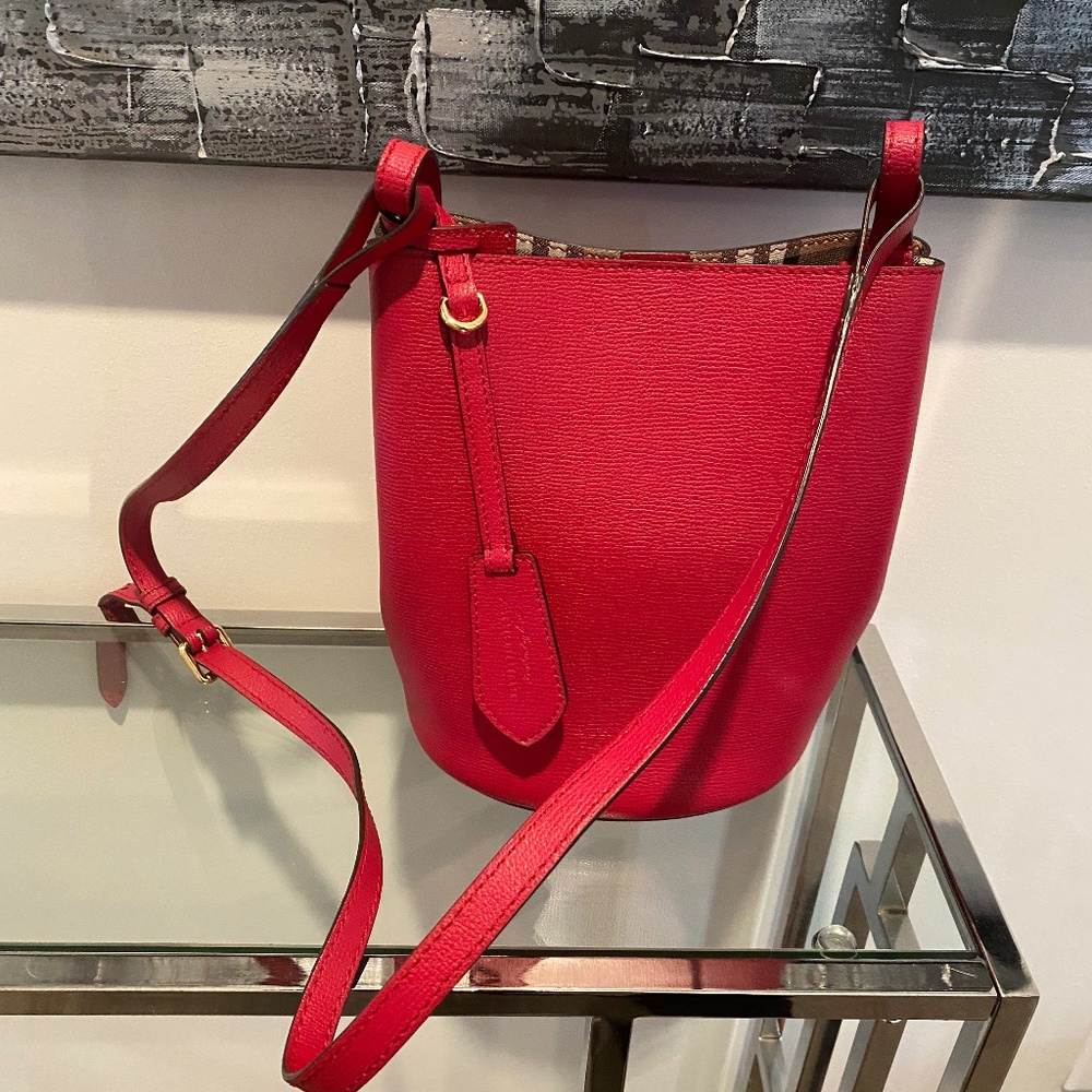 Burberry red bucket bag